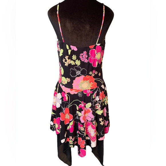 Graffiti New York Y2K Flower Power Hippie Fairy Mermaid Handkerchief Hem Dress - Picture 6 of 7